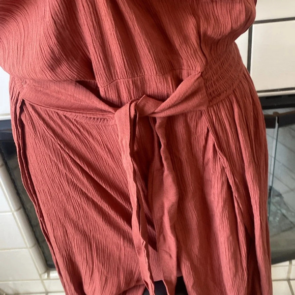 Becca by Rebecca Virtue Ponza Crinkled Rayon Jumpsuit CoverUp Bronze size large - Picture 8 of 12